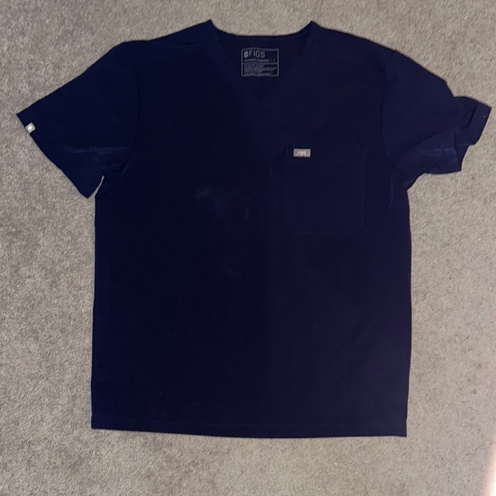 Figs Men Navy Blue Scrub Top Large